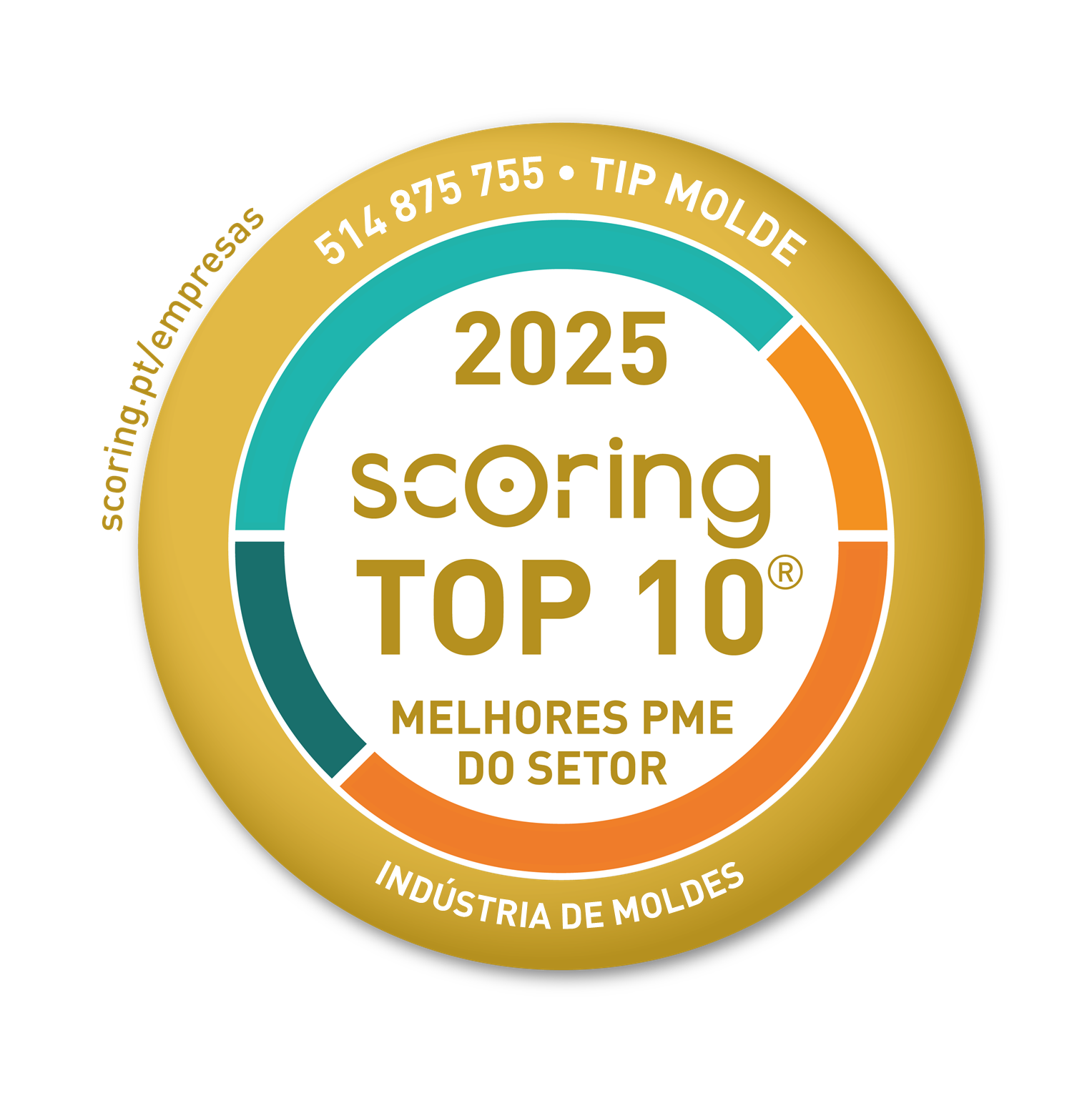 TIP MOLDE - 514875755 - Selo Top10 2025 Cerificado testmark Management System ISO 9001:2015